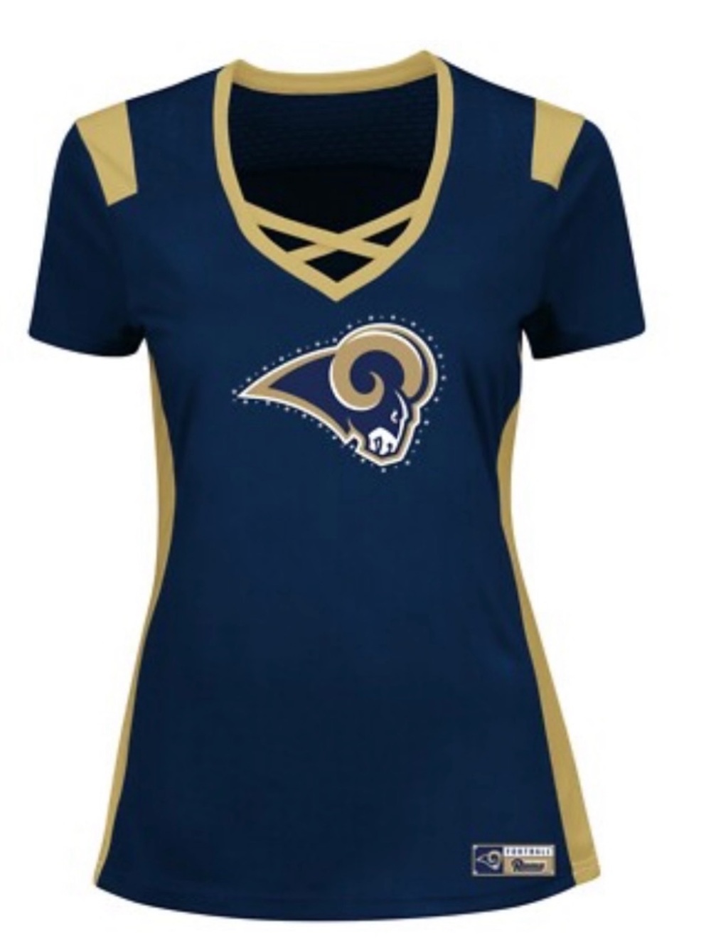 Women’s Rams V-Neck Gold And Blue Jersey Top